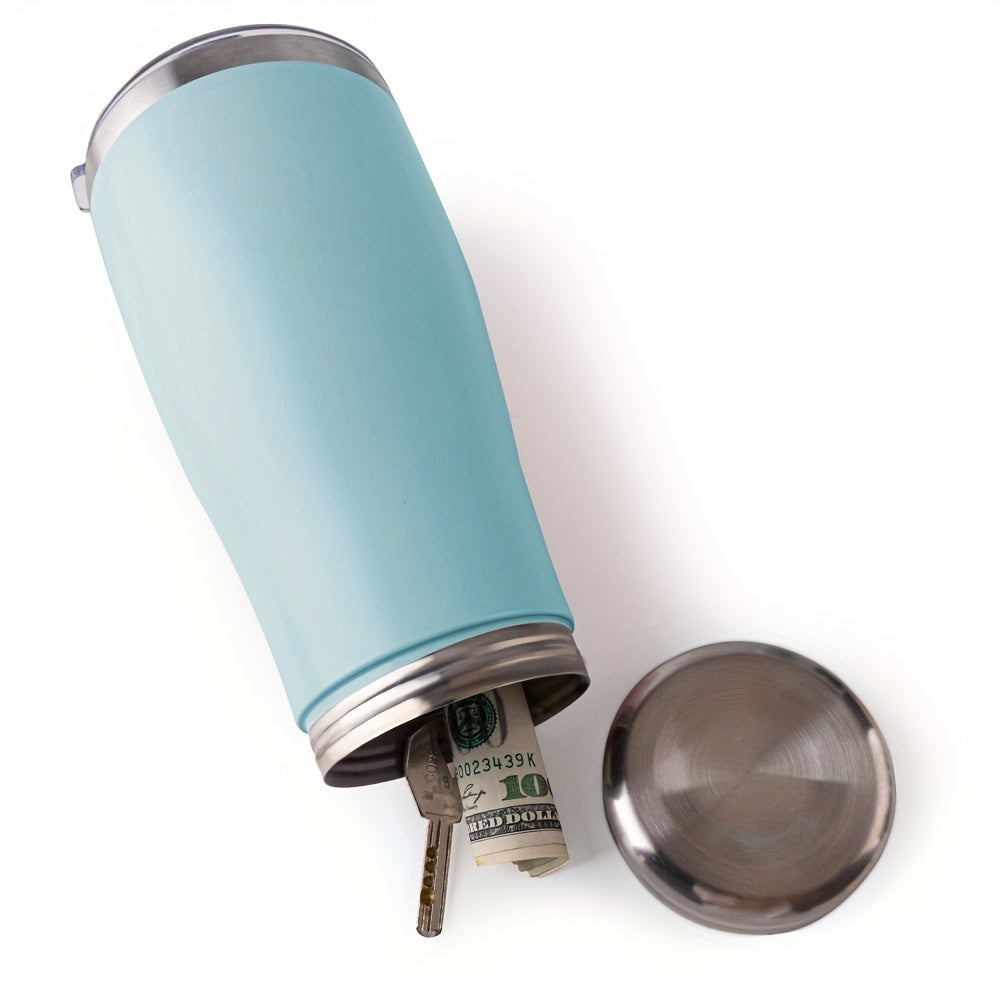 Stainless Steel Tumbler with Hidden Compartment, Metal Safe Mug for Cash, License, Credit Cards, Keys, Waterproof, No Power Required, Home Security Accessory